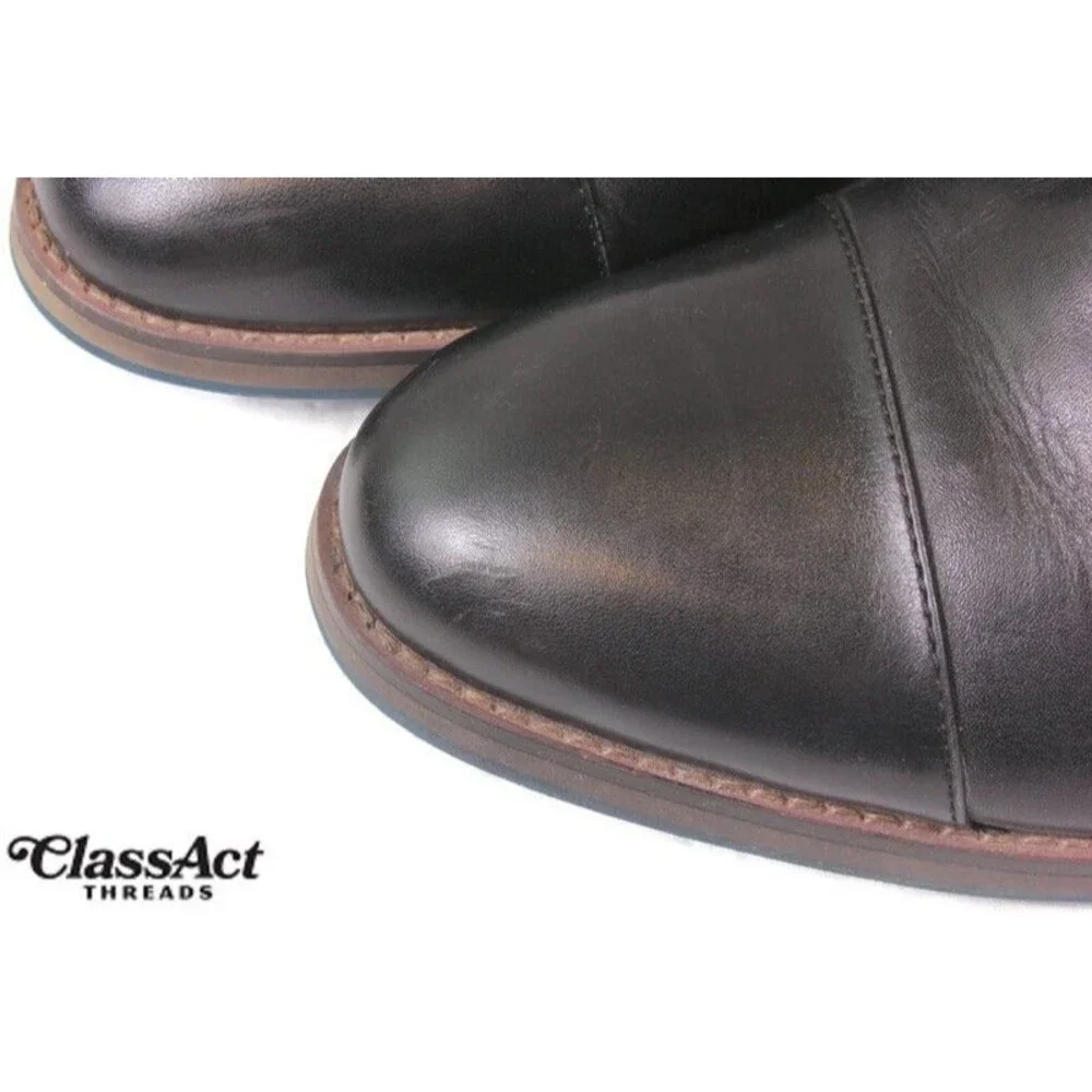 ALDO Boots Mens Size US 8 (EU 41) Black Leather Fur Lined Blue Sole